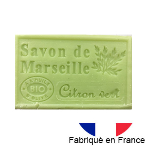 Marseille soap 125 gr. with vegetable oils and organic olive oil. 72% oil. (Citron vert)