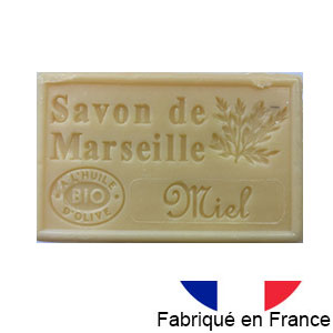 Marseille soap 125 gr. with vegetable oils and organic olive oil. 72% oil. (Miel)