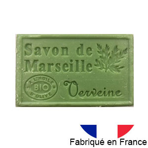 Marseille soap 125 gr. with vegetable oils and organic olive oil. 72% oil. (Verveine)