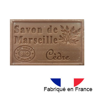 Marseille soap 125 gr. with vegetable oils and organic olive oil. 72% oil. (cedre)