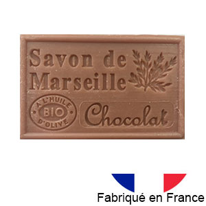 Marseille soap 125 gr. with vegetable oils and organic olive oil. 72% oil. (chocolat)