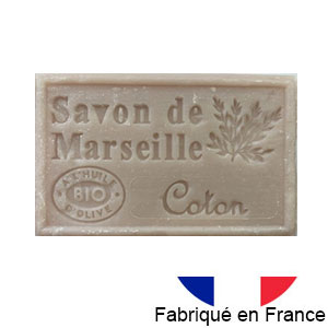 Marseille soap 125 gr. with vegetable oils and organic olive oil. 72% oil. (coton)