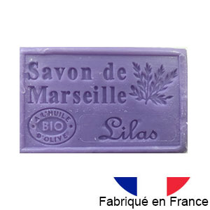 Marseille soap 125 gr. with vegetable oils and organic olive oil. 72% oil. (lilas)