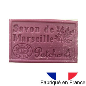 Marseille soap 125 gr. with vegetable oils and organic olive oil. 72% oil. (Pachouli)