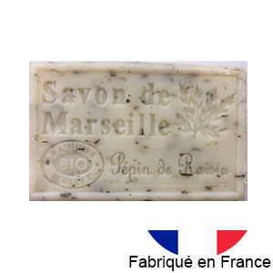 Marseille soap 125 gr. with vegetable oils and organic olive oil. 72% oil. (Ppin de raisin)