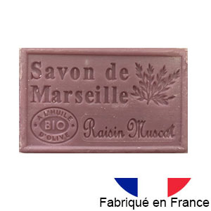 Marseille soap 125 gr. with vegetable oils and organic olive oil. 72% oil. (Raisin muscat)