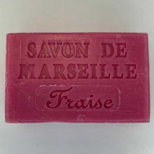 Marseille soap 60 gr. with vegetable oils and organic olive oil (Fraise)