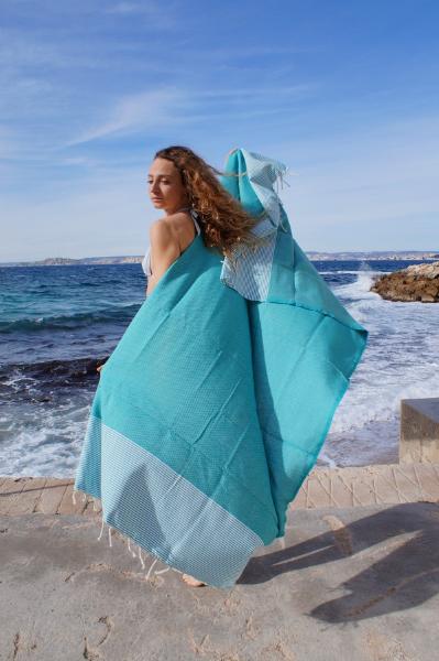 Fouta Nid D'Abeille Raye (TURQ)