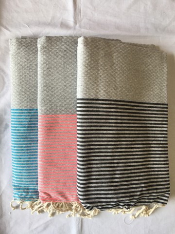 Fouta nid d'abeille raye